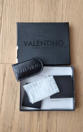 Fermasoldi magnetico Valentino nero in vera pelle