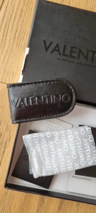 Fermasoldi magnetico Valentino nero in vera pelle