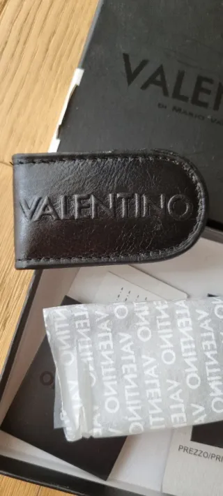 Fermasoldi magnetico Valentino nero in vera pelle