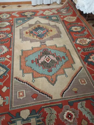Alfombra Lana Oriental Grande Beige/Rojo 3 x 2