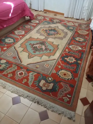 Alfombra Lana Oriental Grande Beige/Rojo 3 x 2