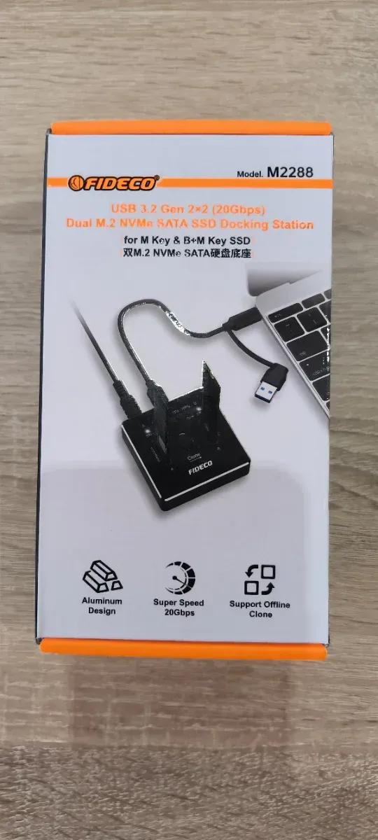 FIDECO M.2 NVMe SATA Docking Station 20Gbps