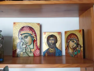 Icono religioso Virgen María y Niño Jesús