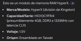 Módulo RAM Kingston Fury 4GB