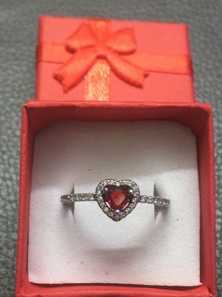 Anillo Corazón Rojo Plata