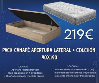 Pack canapé + colchón 90x190