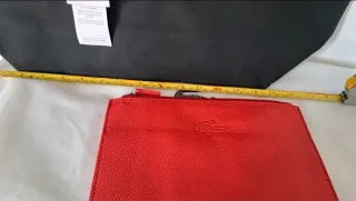 Bolso Tote Lacoste Negro Reversible Rojo + Neceser