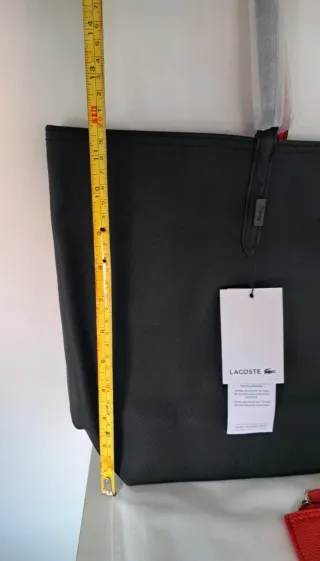 Bolso Tote Lacoste Negro Reversible Rojo + Neceser