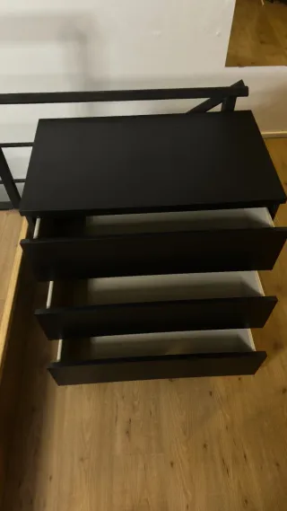 Cómoda IKEA MALM 3 cajones 80x78 negro-marrón