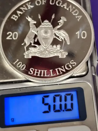 Moneda Plata  100 Chelines Uganda 2010 Oso Negro