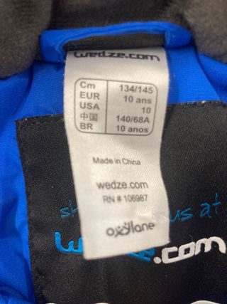 Cazadora de esquí azul talla 10