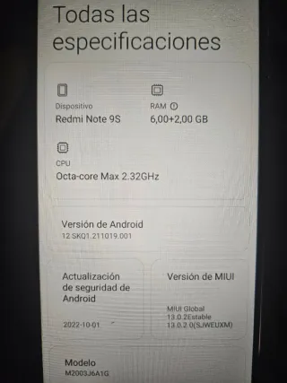 Xiaomi Redmi Note 9S Azul/Verde