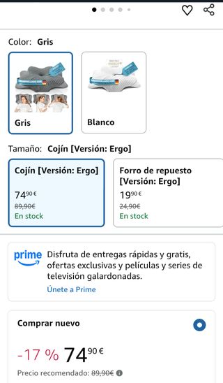 Almohada cervical 68 x 38 x 14 cm