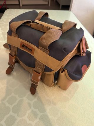 Bolso Nikon Retro Azul y Beige