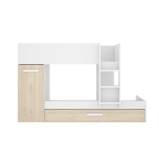 Cama Litera con Almacenaje Blanco-Natural