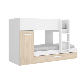 Cama Litera con Almacenaje Blanco-Natural