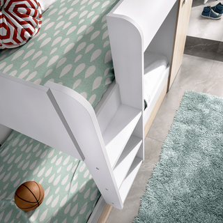 Cama Litera con Almacenaje Blanco-Natural