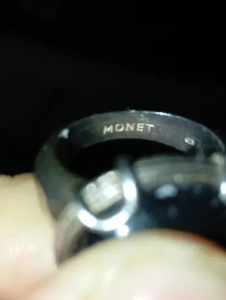 Anillo Vintage Monet Onix Plata