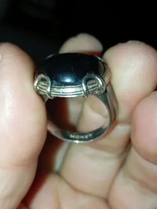 Anillo Vintage Monet Onix Plata