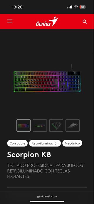 Teclado Gaming Genius con Luces
