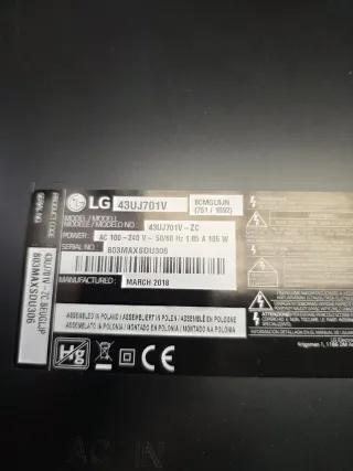 Componentes TV LG 43UJ701V