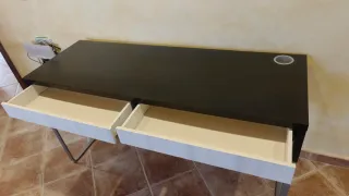 Mesa Escritorio Oficina Ikea Negro/Blanco/Marrón