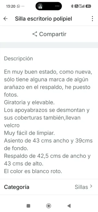 Silla de escritorio polipiel blanca