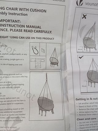 Hamaca colgante gris VOUNOT