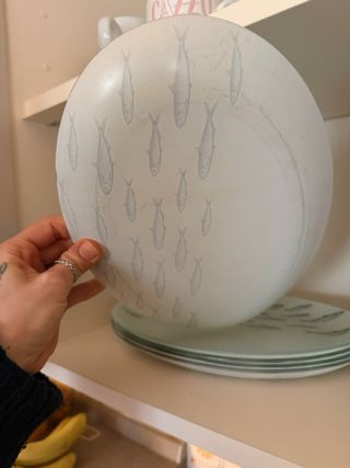 Set 6 Piatti Ovali Vetro Rio Mare Pesci