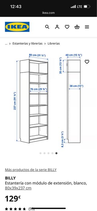 2 Librerías Billy con Módulo Extensión