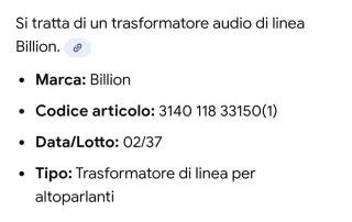 Trasformatore BILLION 3140 118 33150(1)