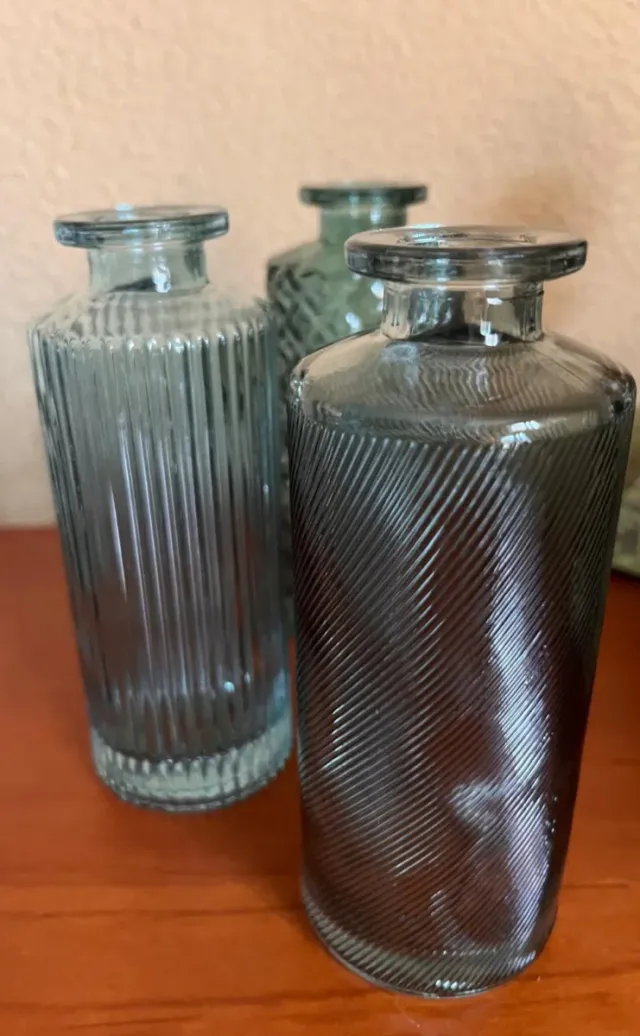 Lote 3 floreros cristal verde a estrenar