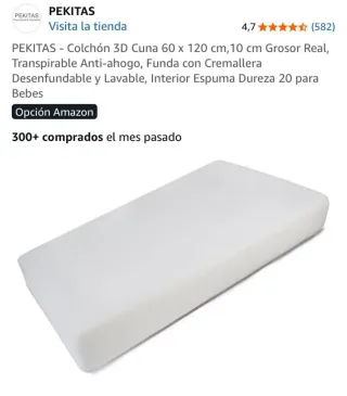 Colchón cuna anti-ahogo Pekitas 60x120