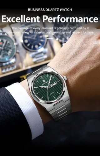 Reloj POEDAGAR Hombre Verde Plata