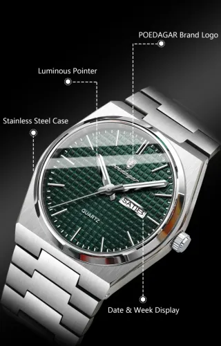 Reloj POEDAGAR Hombre Verde Plata