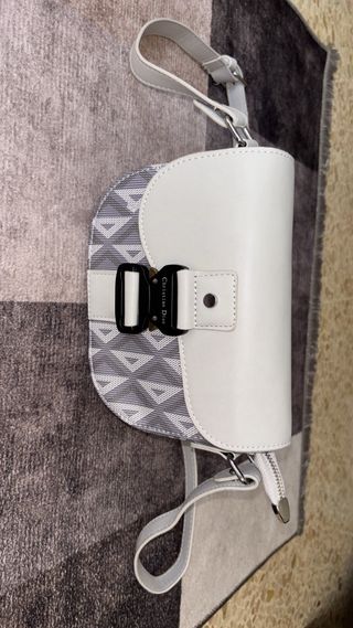 Bandolera Christian Dior Oblique Gris/Blanco