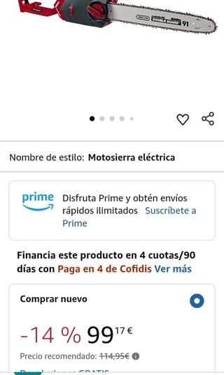 Einhell Motosierra eléctrica GE-EC