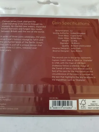 Moneda 2 Libras Voyage of Discovery