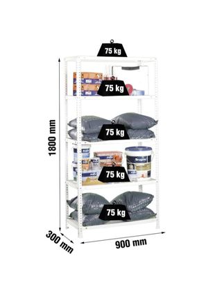 Scaffale metallico bianco a 5 ripiani