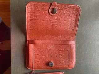 Cartera Hermes Piel Marrón Naranja