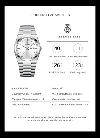 Reloj POEDAGAR Plata/Blanco Hombre