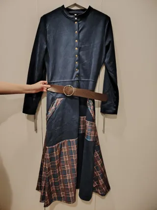 Vestido vintage azul con cuadros