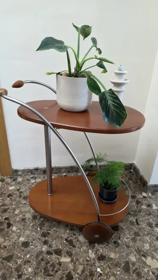 Camarera Bar Vintage Madera y Cromo