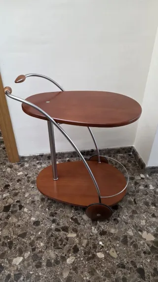 Camarera Bar Vintage Madera y Cromo