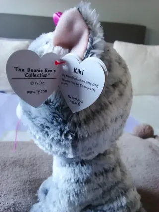 Peluche Gato Rayas Gris Ty Beanie Boos