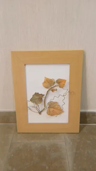 Quadro Botânico 3D Folhas Secas - 31x40cm