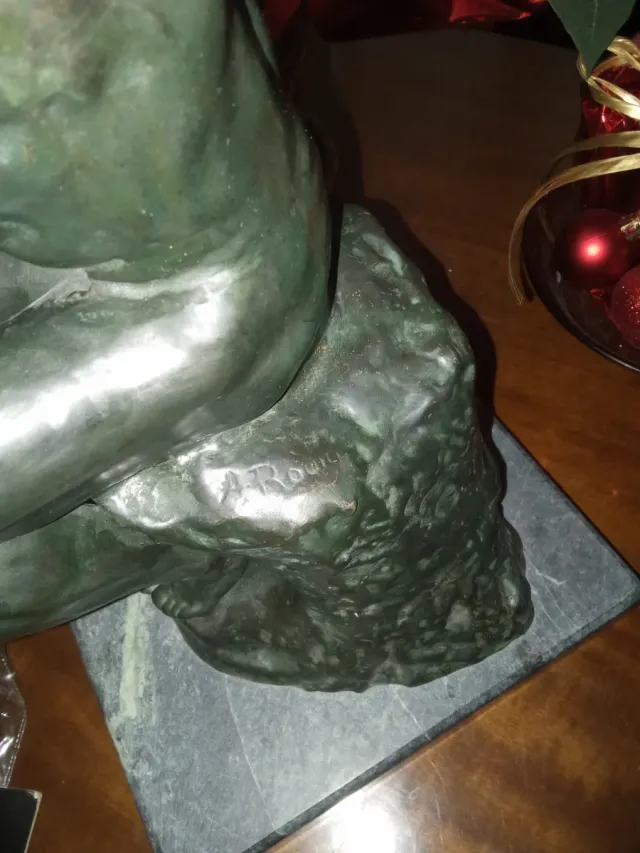 Estatua Bronce y Mármol Firmada
