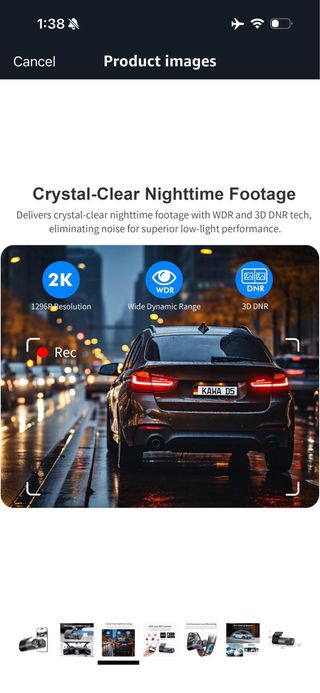 KAWA 2K 1296P Car Dash Cam with WDR and Super Nigh