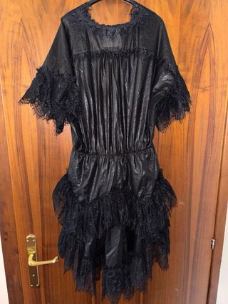 Aniye By vestito nero con balze in pizzo