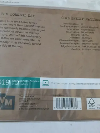 Moneda 2 Libras D-Day Royal Mint